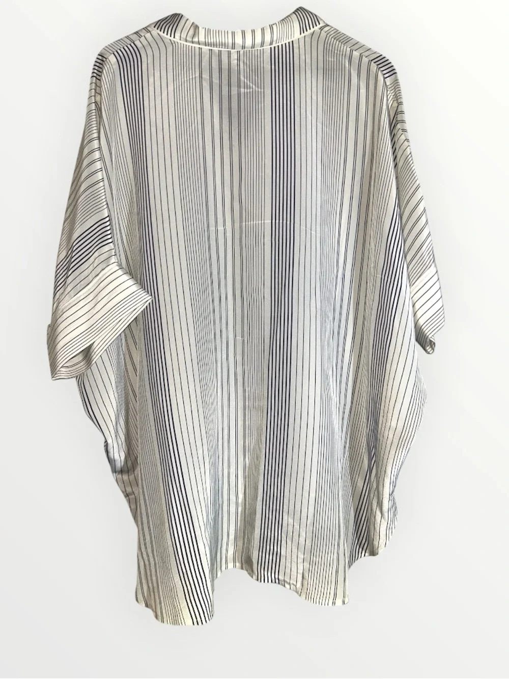 Eileen Fisher 100% silk crepe Stripe Button-Up Shirt SIZE XL - Picture 3 of 5